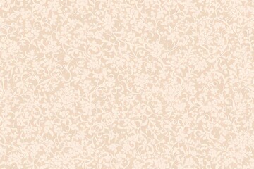 Trendy floral seamless pattern. Cartoon linocut of cute flowers on a colored background. Ideal for textiles, fabric, wallpaper, AI Generation