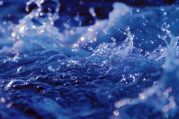 Sparkling water splash in blue tones
