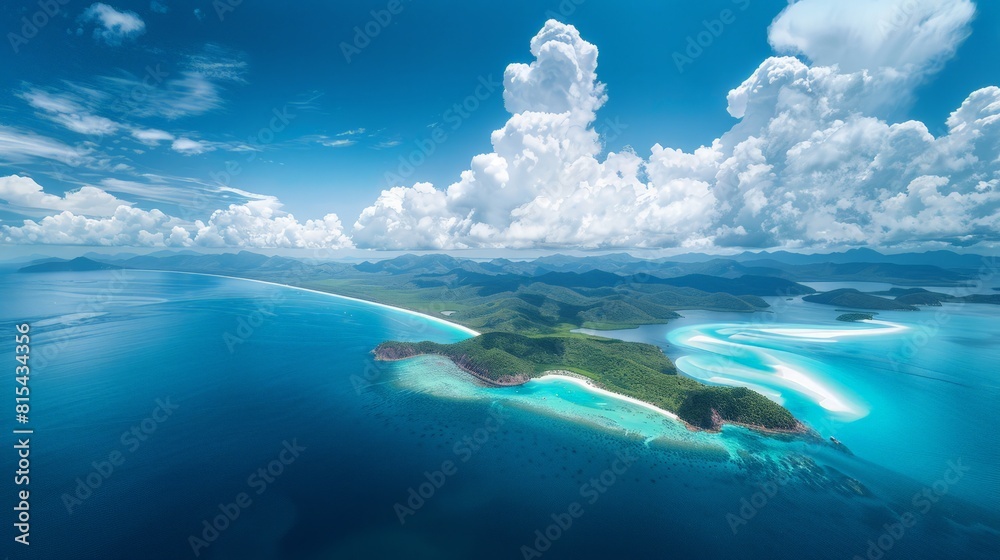 Wall mural aerial view of the whitsunday islands in australia, featuring the stunning white sands of whitehaven - Wall murals