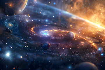 Majestic space galaxy and planets