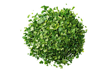 Chopped dry leaves isolated on transparent background