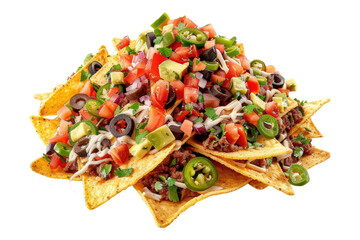 Crispy nachos isolated on transparent background
