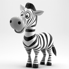 Obraz premium A 3D cartoon zebra with playful stripes and a friendly smile, AI Generative