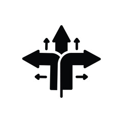 Black solid icon for direction