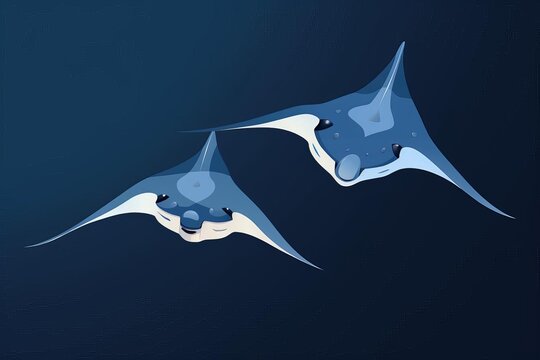 blue manta rays swimming underwater clip art preview