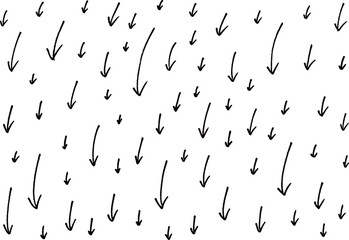 手書きの曲線下矢印の素材