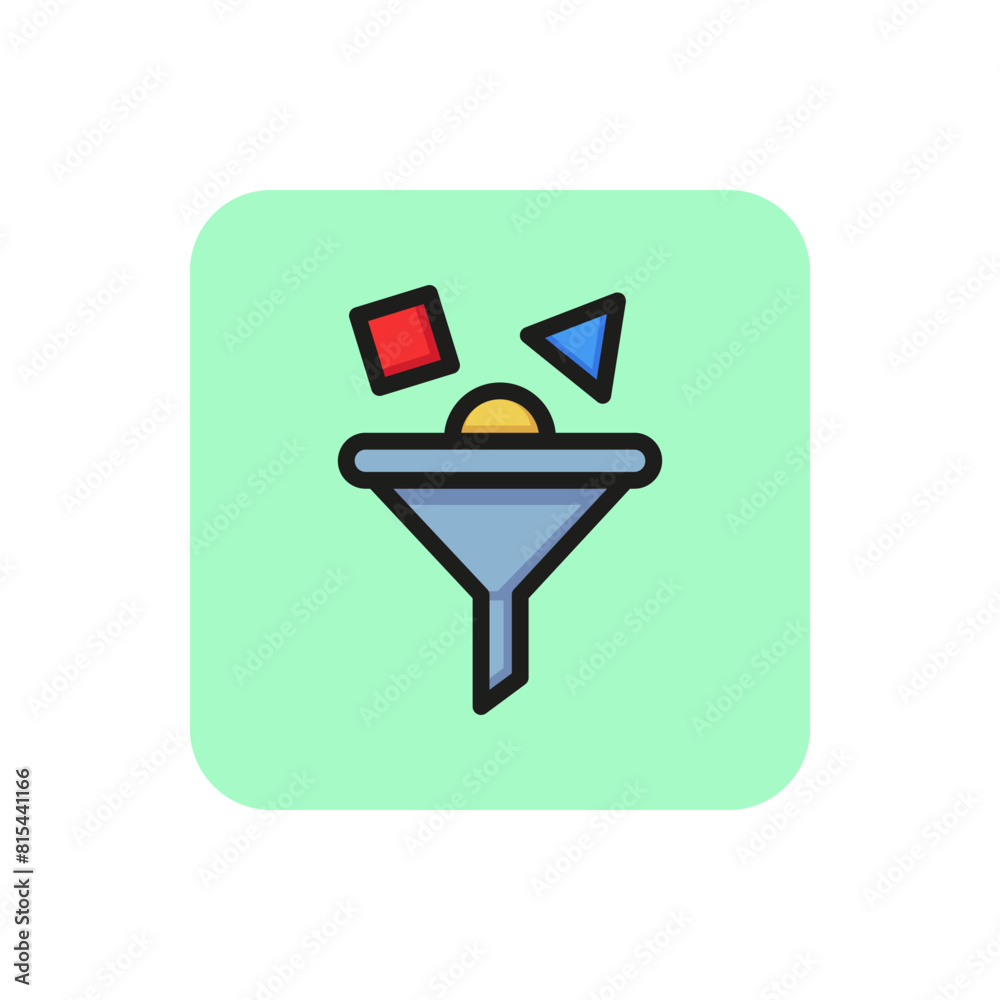 Poster data analysis line icon. filter, funnel, selection. data processing concept. can be used for topics 