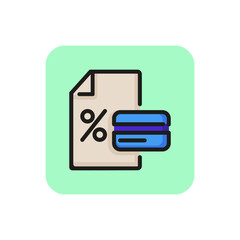 Credit card line icon. Percent, contract, agreement. Banking concept. Can be used for topics like banking, interest rate, finance