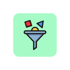 Data analysis line icon. Filter, funnel, selection. Data processing concept. Can be used for topics like digital technology, programming, research.