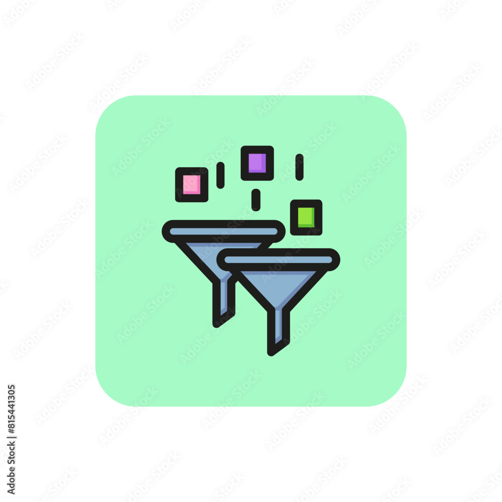 Poster Data binary filter line icon. Funnel, code, selection. Data processing concept. Can be used for topics like analysis, programming, big data.