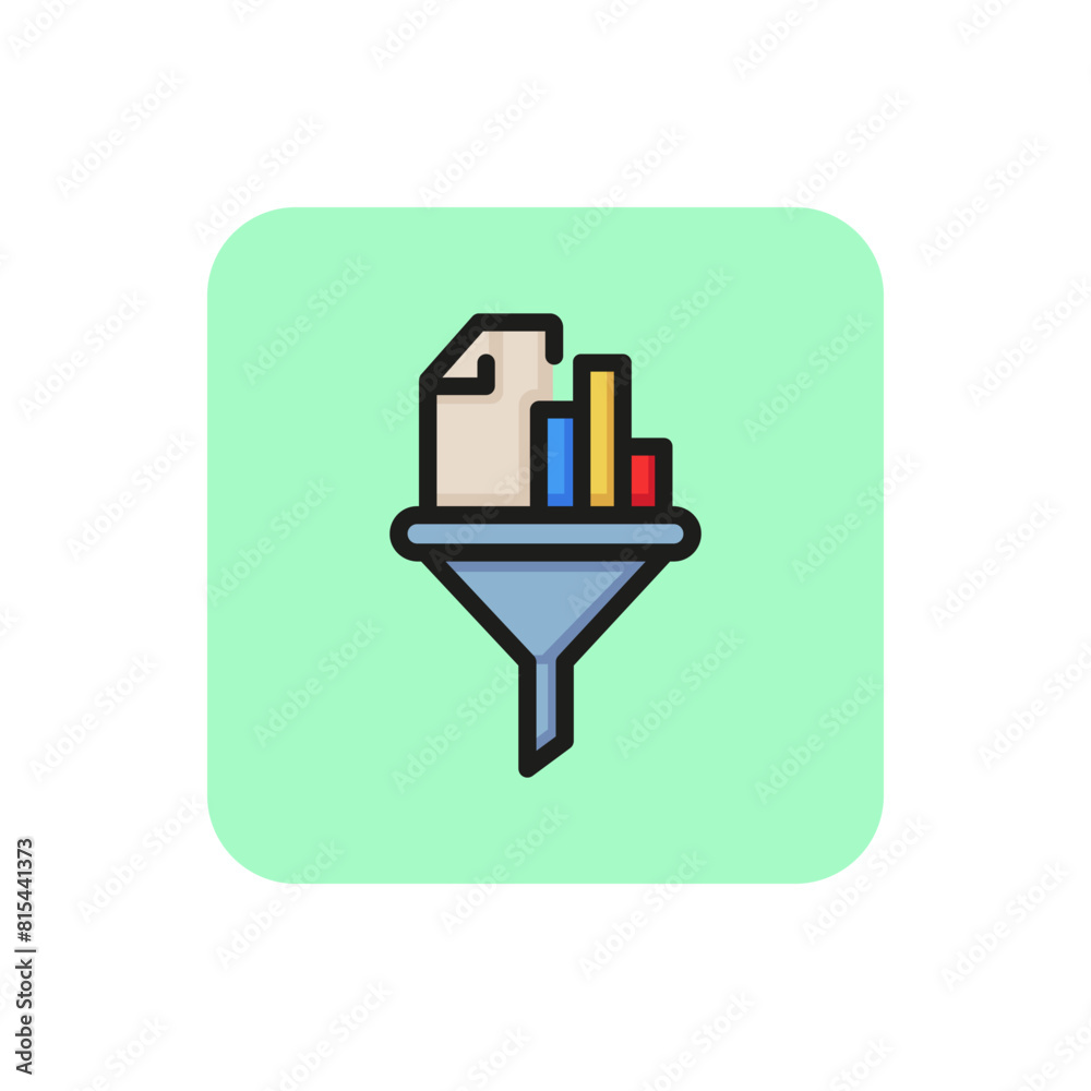 Poster data filter line icon. report, diagram, funnel. data conversion concept. can be used for topics like