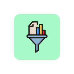 Data filter line icon. Report, diagram, funnel. Data conversion concept. Can be used for topics like analysis, programming, research.