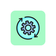 Gear with reprocessing sign line icon. Update, cycle, arrow. Processing concept. Can be used for topics like refresh, recycling, reload