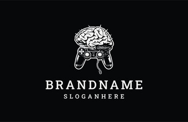 Brain gaming logo icon design template vector illustration