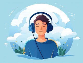 Playlist selection flat design side view music preferences theme cartoon drawing vivid