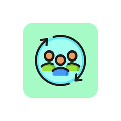 Job rotation line icon. Group, arrow, circle. Human resource concept. Can be used for topics like teamwork, corporate management, personnel.