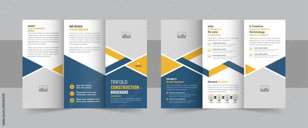 Wall mural corporate construction and home renovation trifold brochure design, professional trifold brochure te