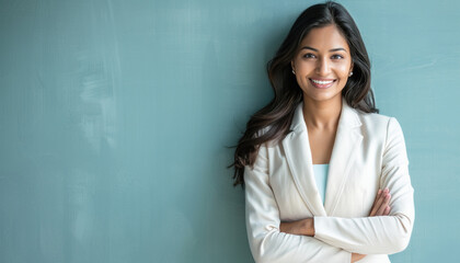 indian businesswoman standing confidently