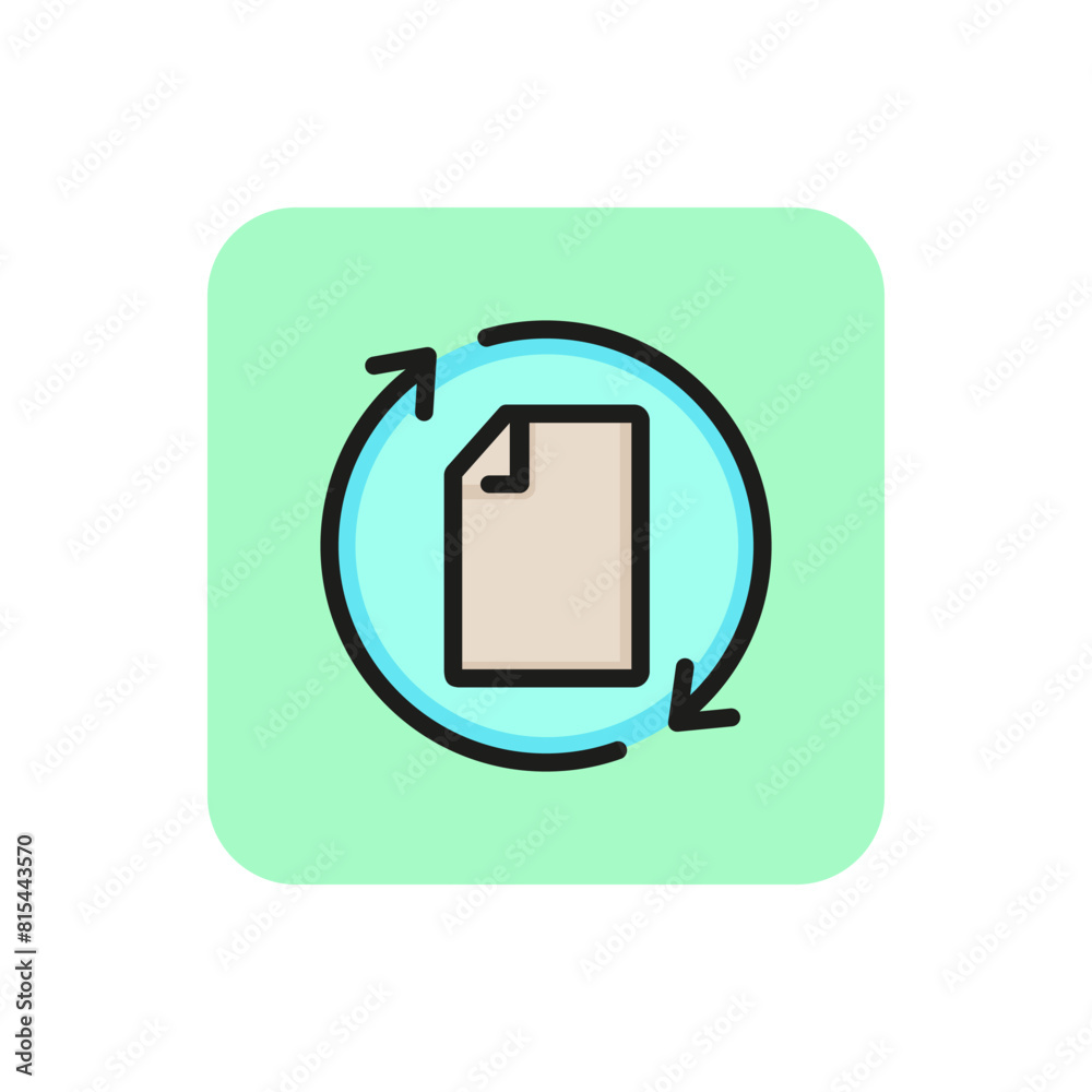 Poster refresh file line icon. update, cycle, arrow. data processing concept. can be used for topics like d
