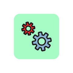 Two gears line icon. Cog, cogwheel, setting. Processing concept. Can be used for topics like digital technology, electronics, engineering