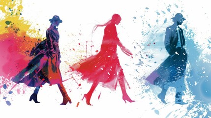 Obraz premium Bold colors dazzle at vibrant fashion show.