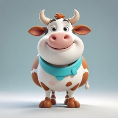 Fototapeta premium A cute and happy cow 3d illustration