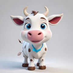 Obraz premium A cute and happy cow 3d illustration