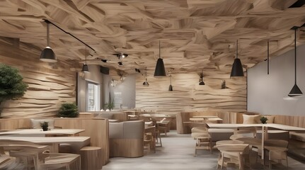 Empty modern cafe with no people with plenty of natural light. generative.ai