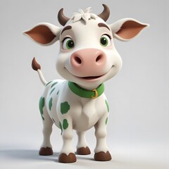 Fototapeta premium A cute and happy cow 3d illustration