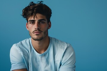 Naklejka premium Man in Light Blue Shirt. Generative AI.