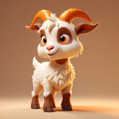 Fototapeta premium A cute Goat with golden horn standing on a golden background