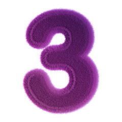 Purple Grass 3D Number 3