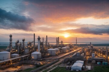 Fototapeta premium industrial zone location at oil refinery factory