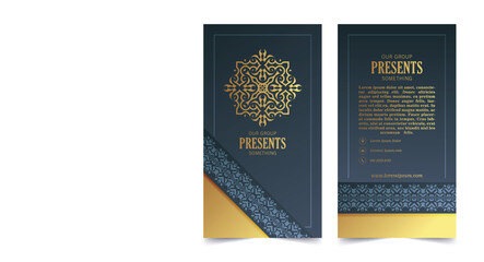 Luxury dark business card template with Ornament design