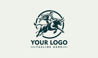 man riding a bull vector logo illustration matador bull fighter logo vector