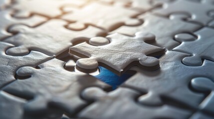 White business solution. final puzzle piece connects team together to complete strategy