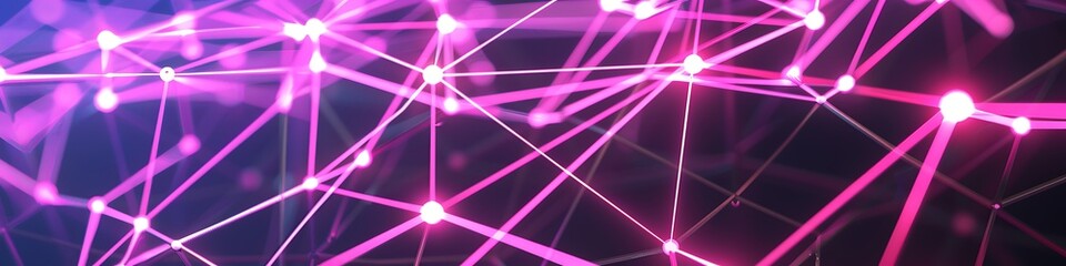 A vibrant network of interconnected nodes in neon pink and purple