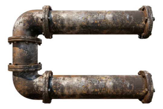 Metal pipe isolated on transparent background