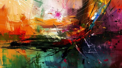 Vivid, dynamic painting bursting with intense colors, Ai Generated