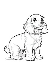 An illustration of a cute small dog sitting on a white background