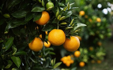Abundant Orange Tree in Golden Sunlight