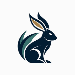 Modern and minimalist rabbit logo vector icon illustration 