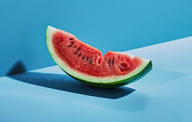 Watermelon on blue background, close up.