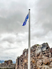 The Scottish Flag, The Saltire, Flying Over Medieval Ruins