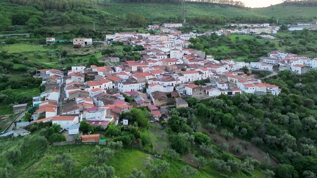 Aerial view of the Matamoros Valley in Extremadura, Spain