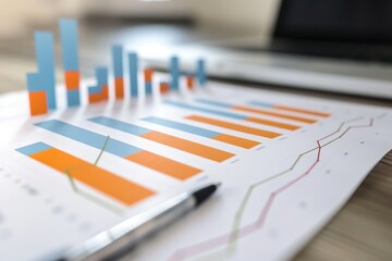 A businessman is looking at a graph on his desk.