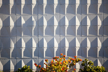 Geometric shadows cast on a textured wall, creating visual interest.