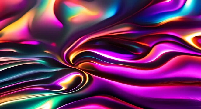 light holographic abstract silk  liquid waves in fluid motion, dynamism, screen saver
