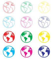 Globe icon vector. Earth icon sign symbol in trendy flat style. Set elements in colored icons. Planet vector icon illustration isolated on white background