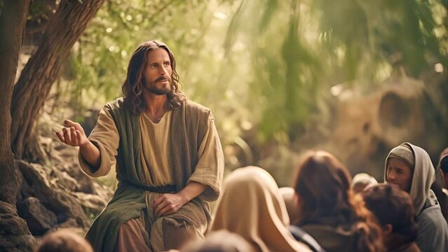Image of Jesus Christ is preaching to the people , helping them receive the Believe Faith Religious